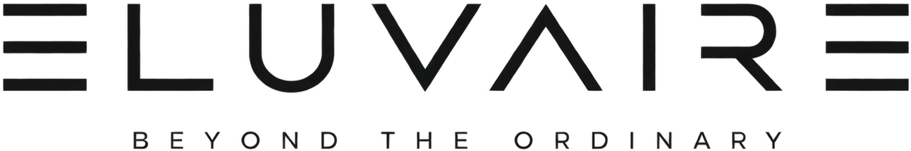 Original Eluvaire geometric wordmark with Beyond the Ordinary tagline