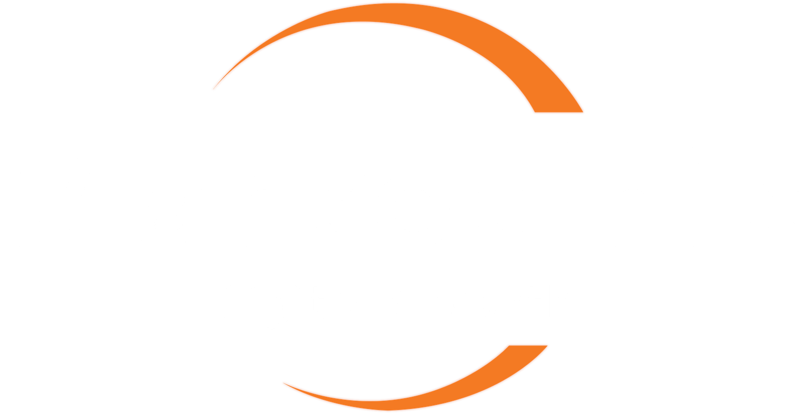 Marketinix logo with white lettering and an orange arc